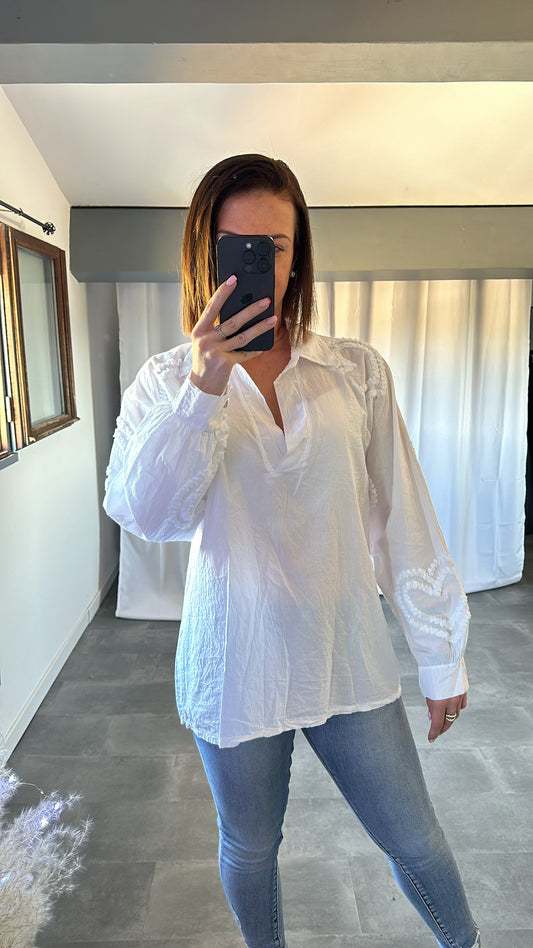 Blouse LOVE- Blanc